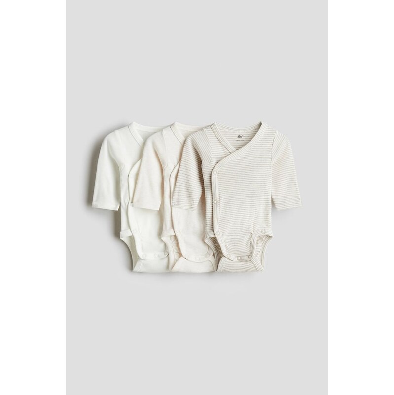 H&M - Zavinovací body 3 kusy - Světle Béžová/Proužky