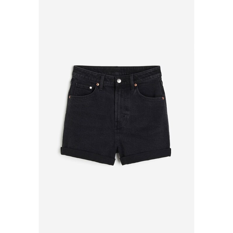 H&M - Džínové šortky Mom Ultra High - černá 108140508