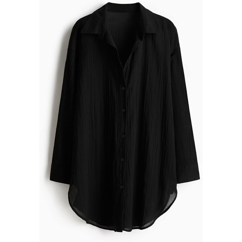 H&M - Dlouhá bavlněná košile - černá 108140593