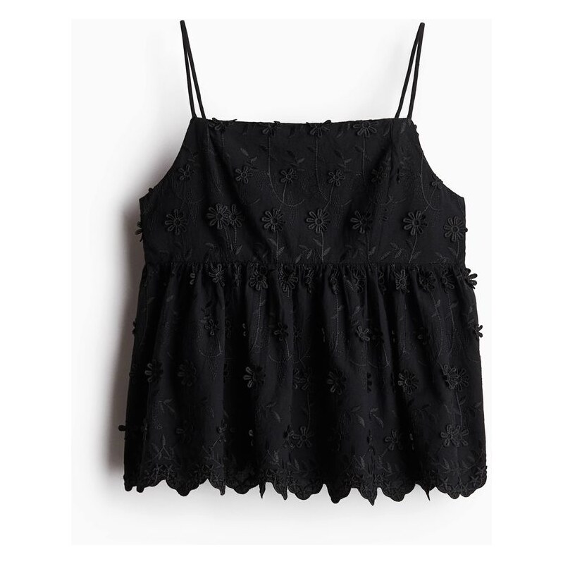 H&M - Top na ramínkas aplikacemi - Černá