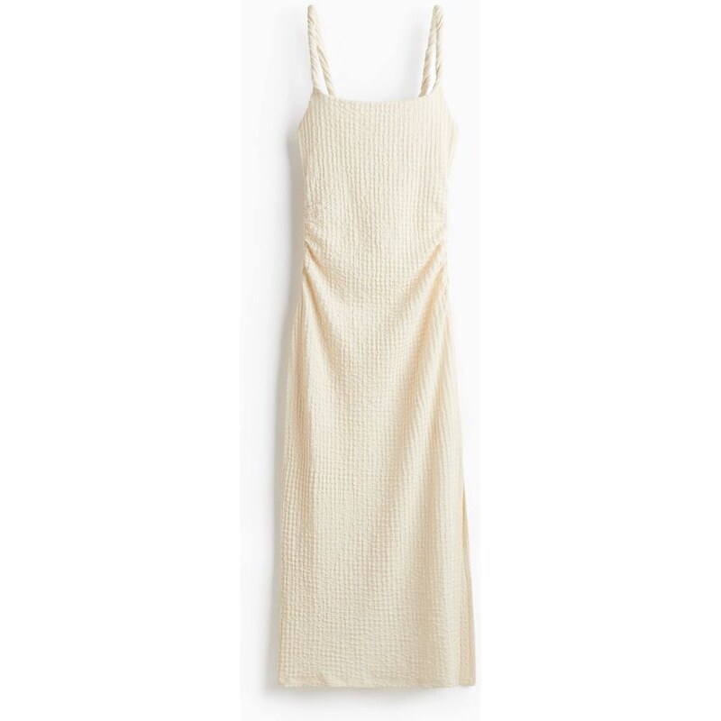 H&M - Šaty midi z žerzejes texturou - Krémová