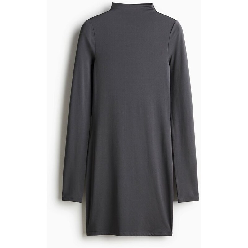 H&M - Mini šatys vysokým límcem - Tmavě Šedá