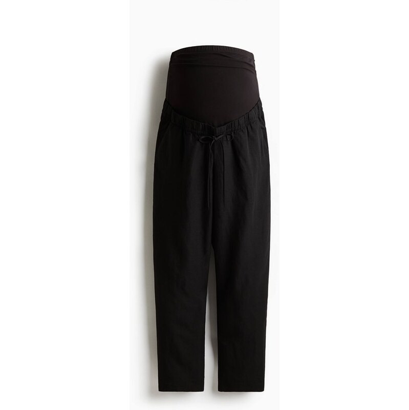 H&M - MAMA Kalhoty z lněné směsi - Černá