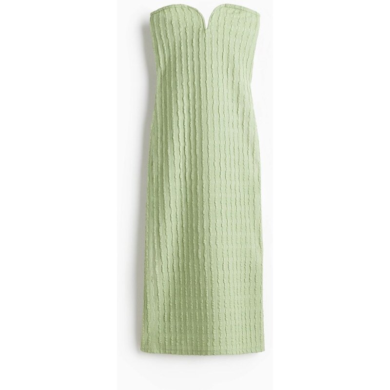 H&M - Šaty bandeau z žerzejes texturou - Světle Zelená