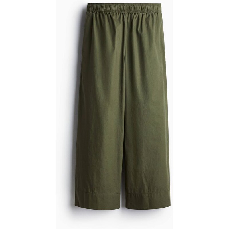 H&M - Bavlněné kalhoty ke kotníkům - Tmavě Zelená Khaki