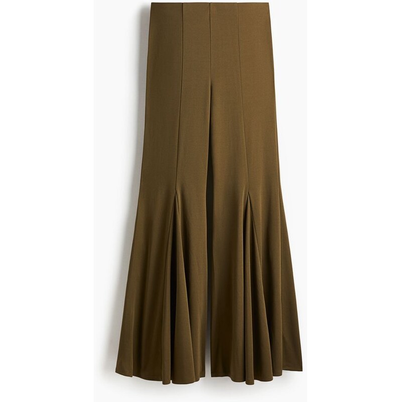 H&M - Kalhoty Flared - Tmavě Zelená Khaki
