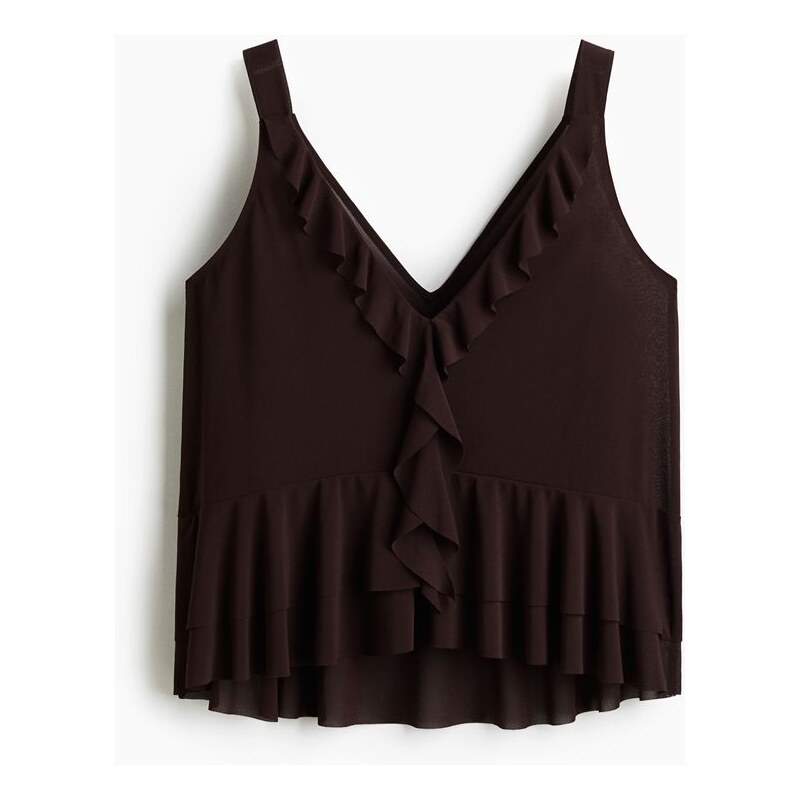 H&M - Volánkový top bez rukávů - Hnědá