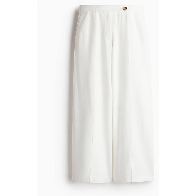 H&M - Elegantní kalhoty z lněné směsi - bílá 108140904