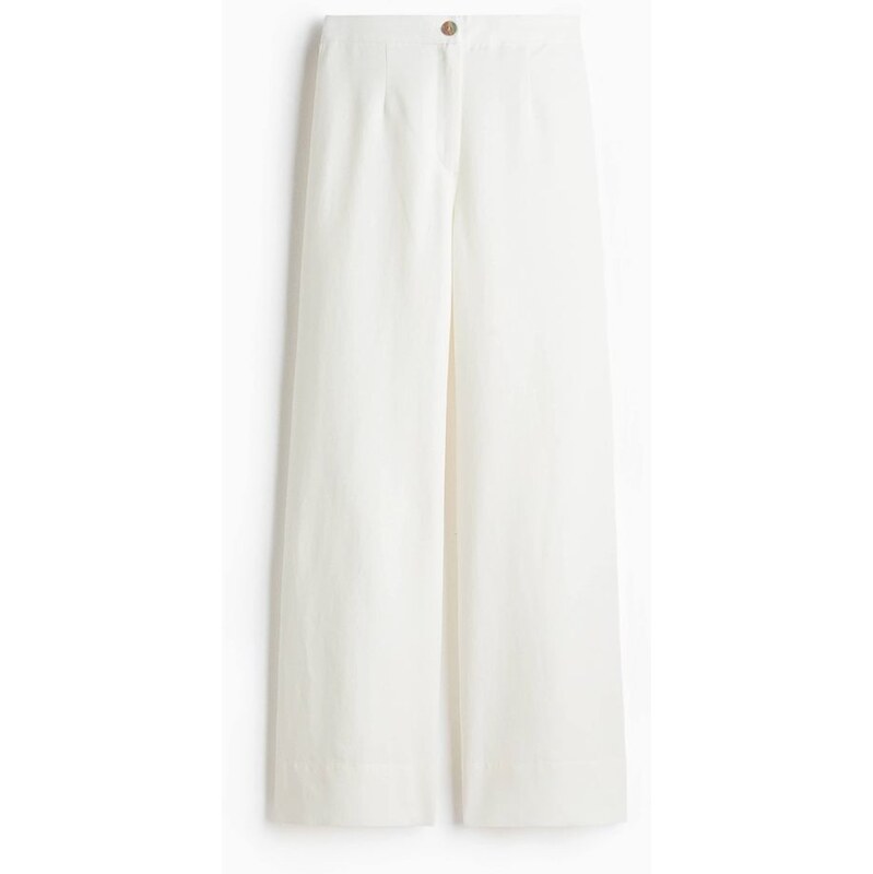 H&M - Kalhoty z lněné směsi - bílá 108140939