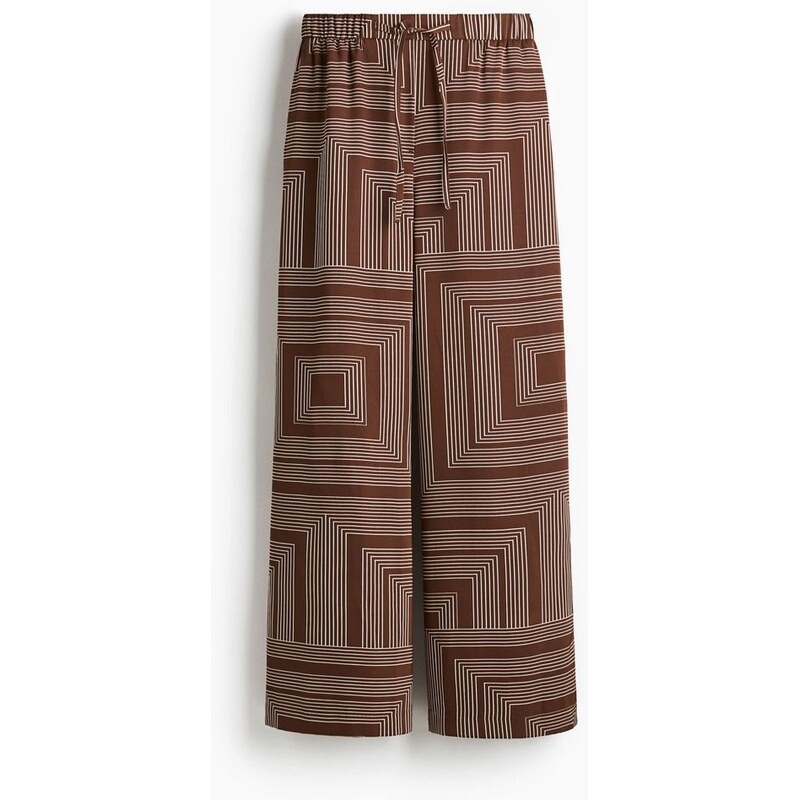 H&M - Široké kalhoty - Hnědá/Vzor
