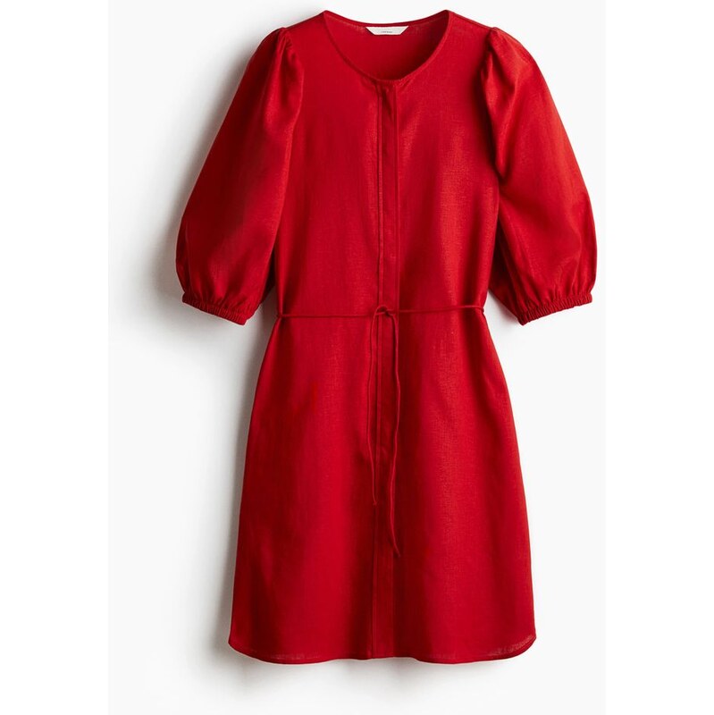 H&M - Šaty z lněné směsi - Červená