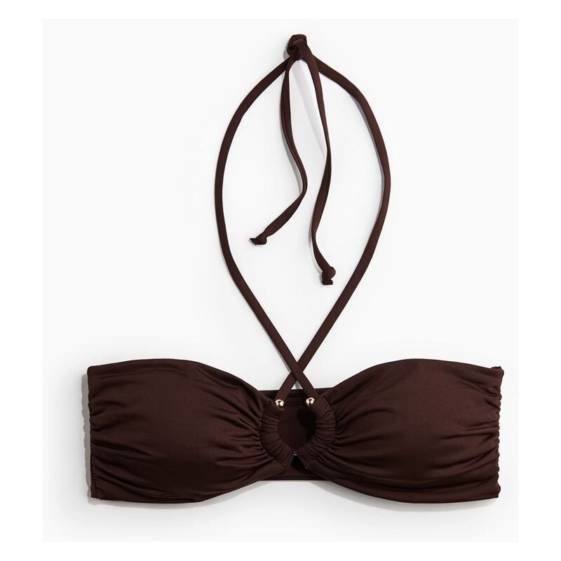 H&M - Vyztužená bikinová podprsenka halterneck - Tmavě Hnědá