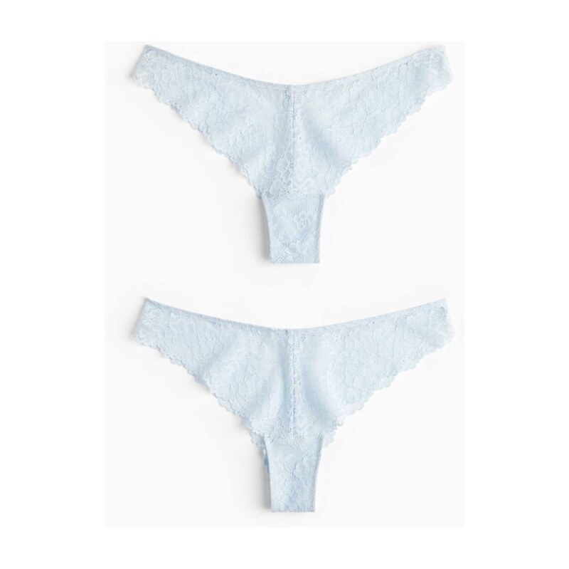 H&M - Krajkové kalhotky brazilian 2 kusy - modrá 108141162