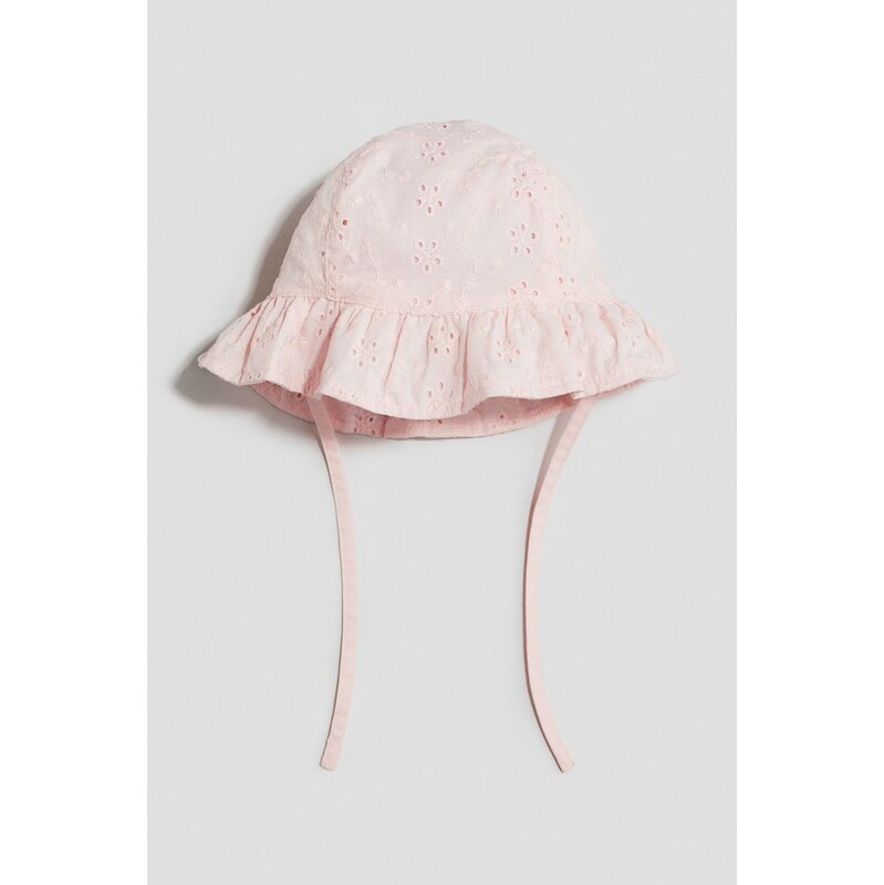 H&M - Bavlněný letní kloboučeks madeirou - Světle Růžová