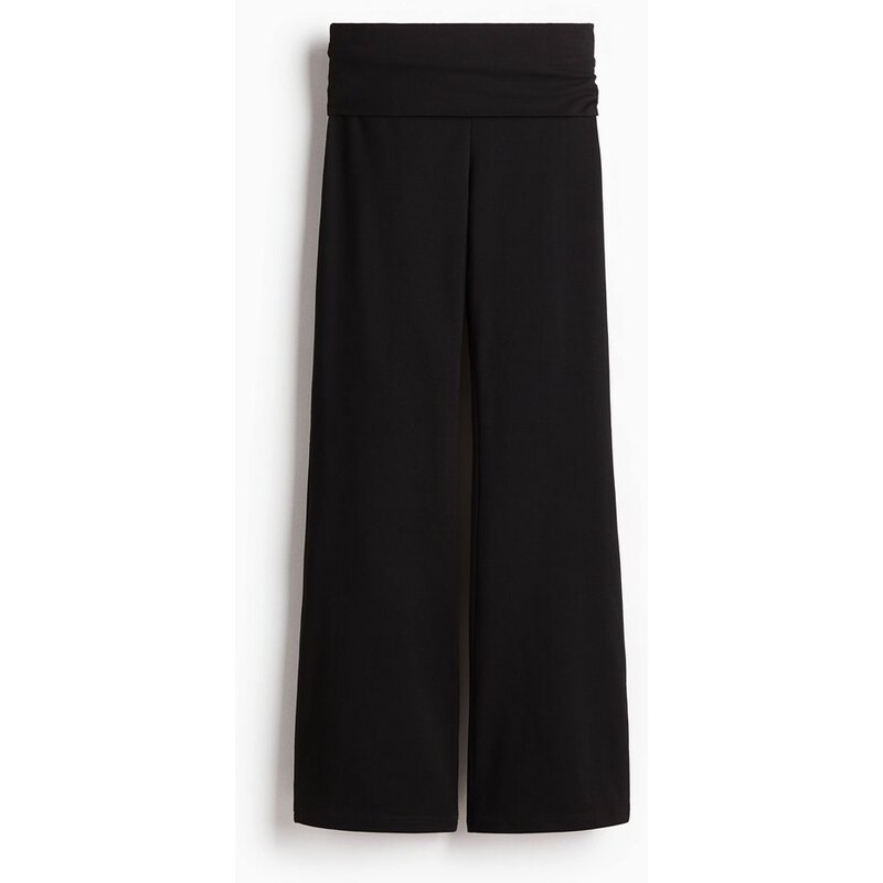 H&M - Bavlněné kalhotys ohrnutým pasem - Černá