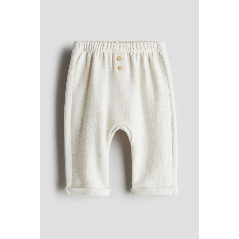 H&M - Bavlněné kalhoty jogger - Světle Béžová