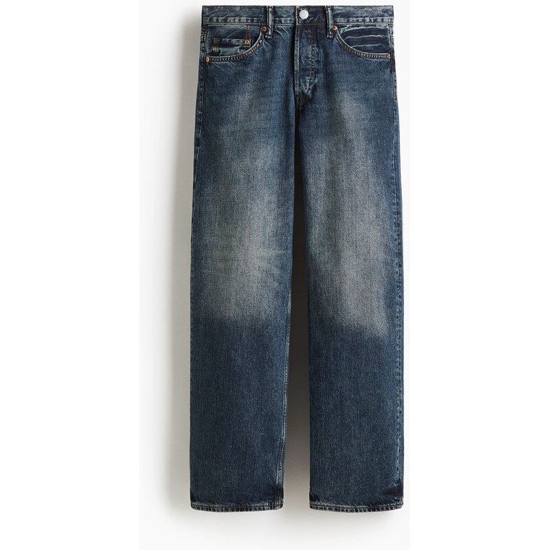 H&M - Loose Straight Jeans - modrá 108141455