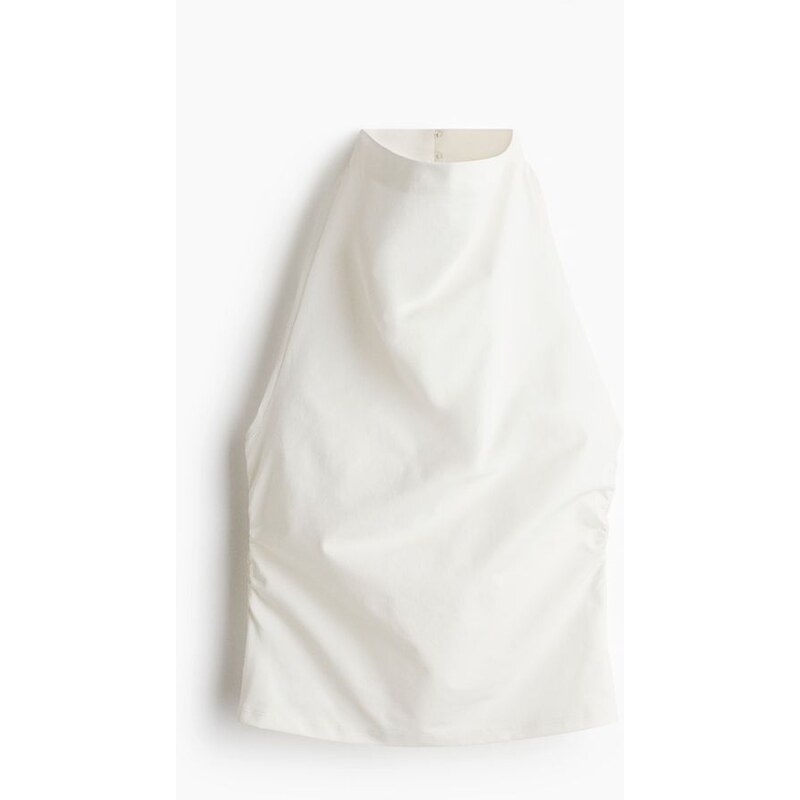 H&M - Řasený top halterneck - Bílá