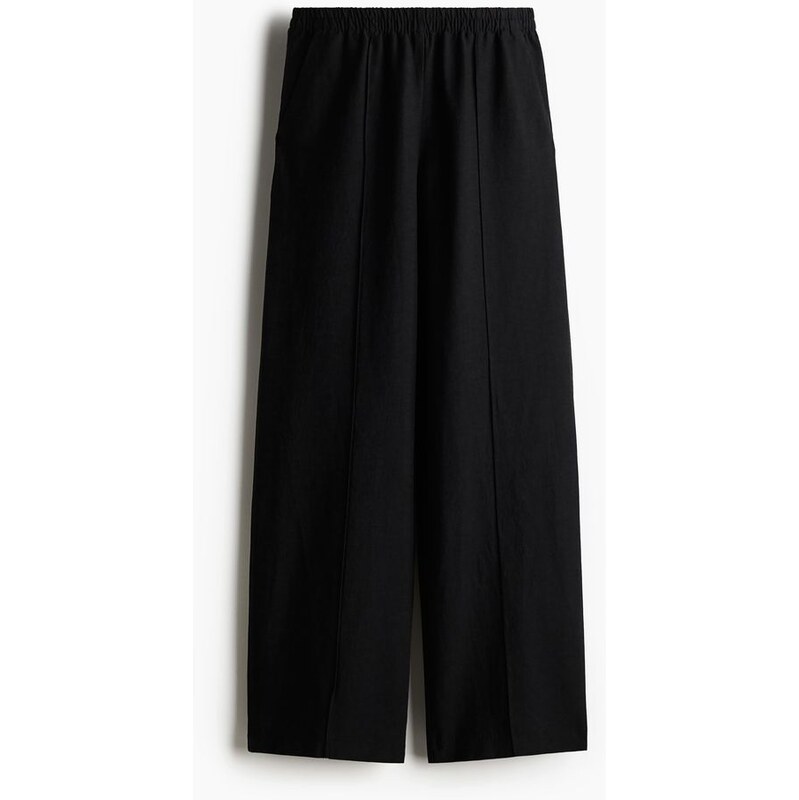 H&M - Kalhoty z lněné směsi - Černá