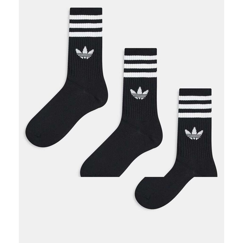 adidas Originals adicolor Trefoil 3 pack crew socks in black 108143452