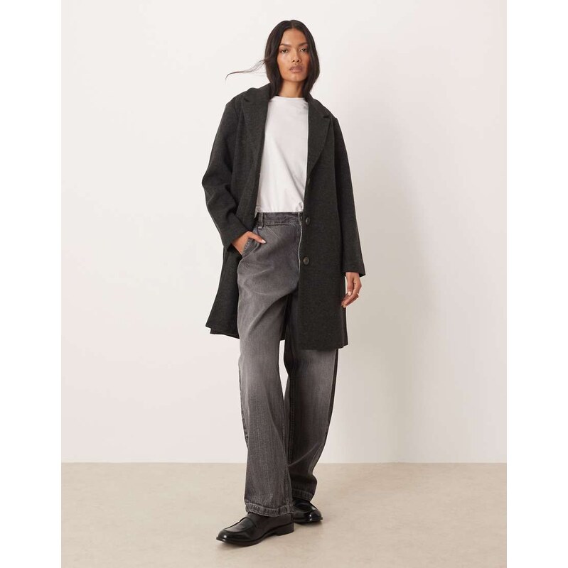 JDY longline coat in black 111138853
