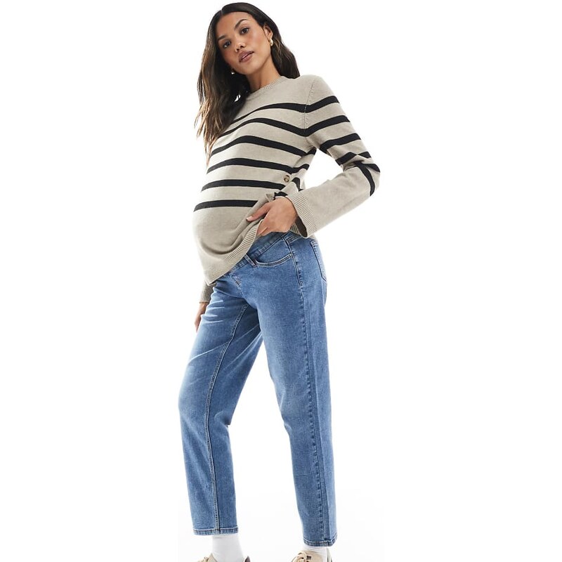 Mama.licious Mamalicious Maternity straight leg jeans with soft over 108148914