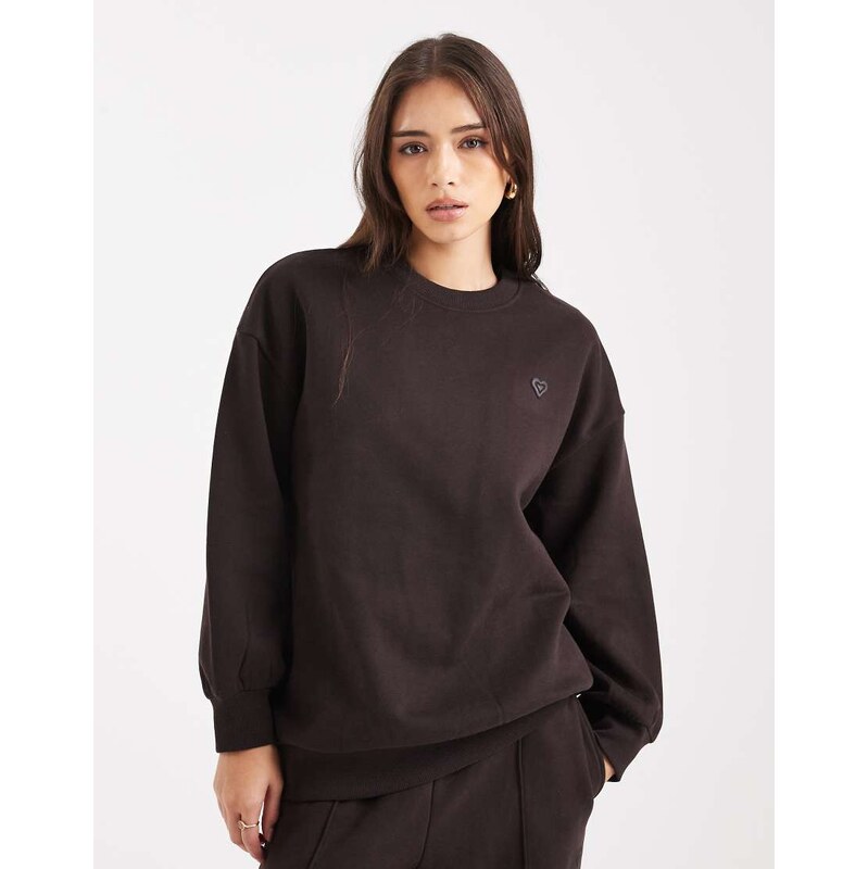 Miss Selfridge oversized sweatshirt in chocolate-Brown 115513180