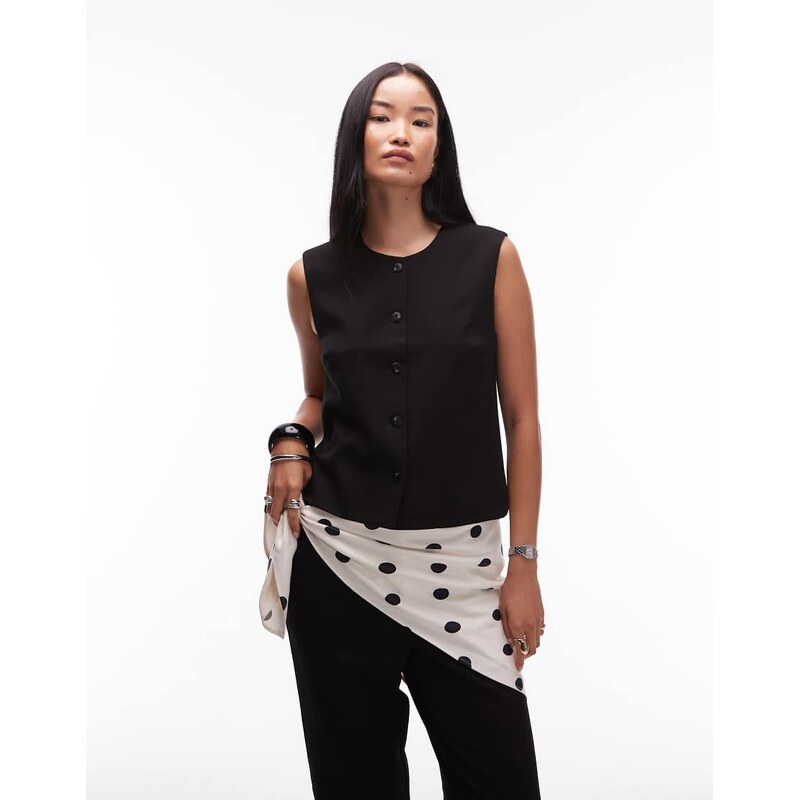 Object o-neck waistcoat co-ord in black 108143578
