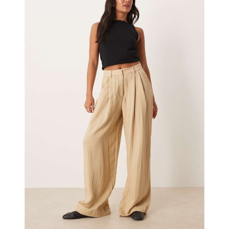 Mango pleat front tailored trouser in beige-Neutral 115531840