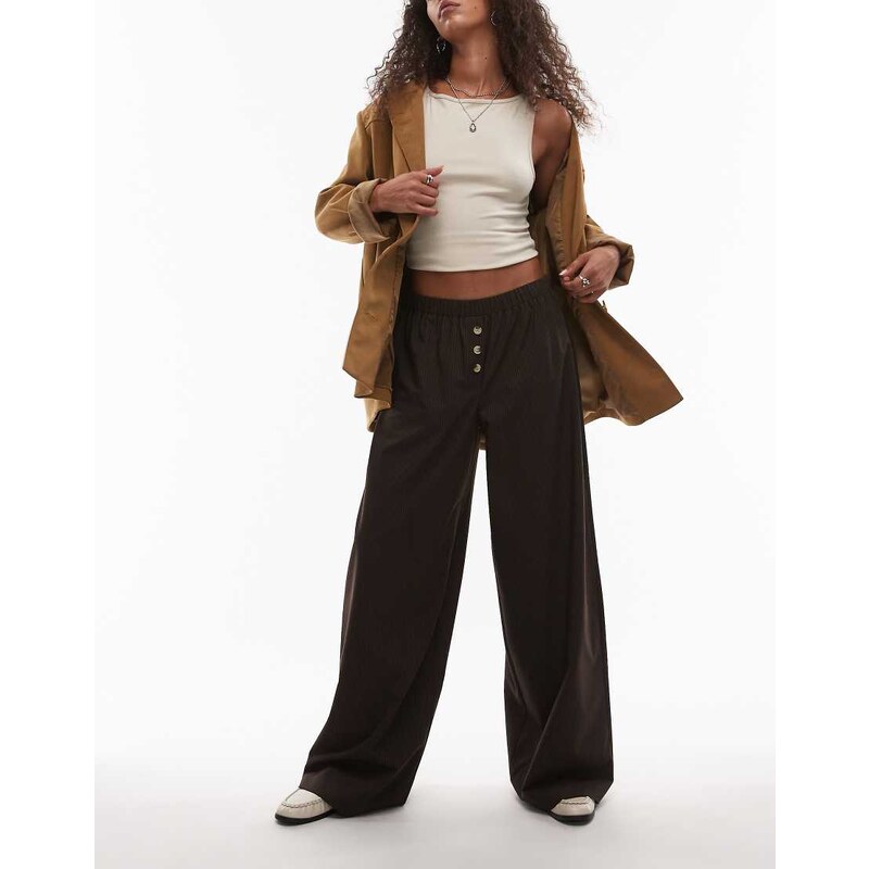 ASOS DESIGN pull on tailored trouser in brown