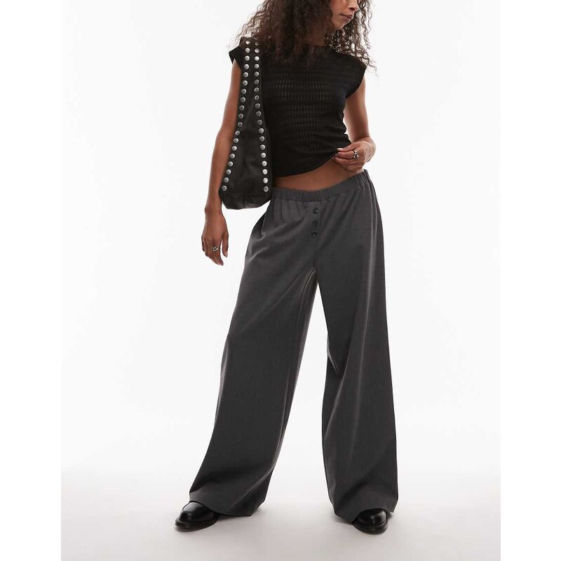ASOS DESIGN pull on tailored trouser in grey 108512936