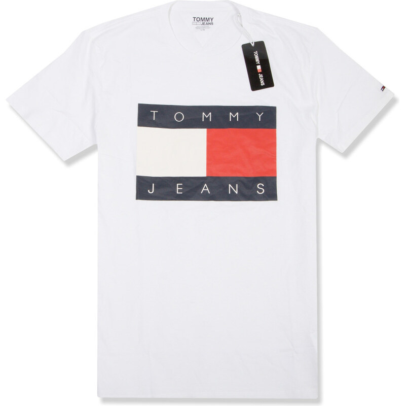 Tommy Hilfiger Pánské Bílé Tričko Iconic – Logo na Hrudi