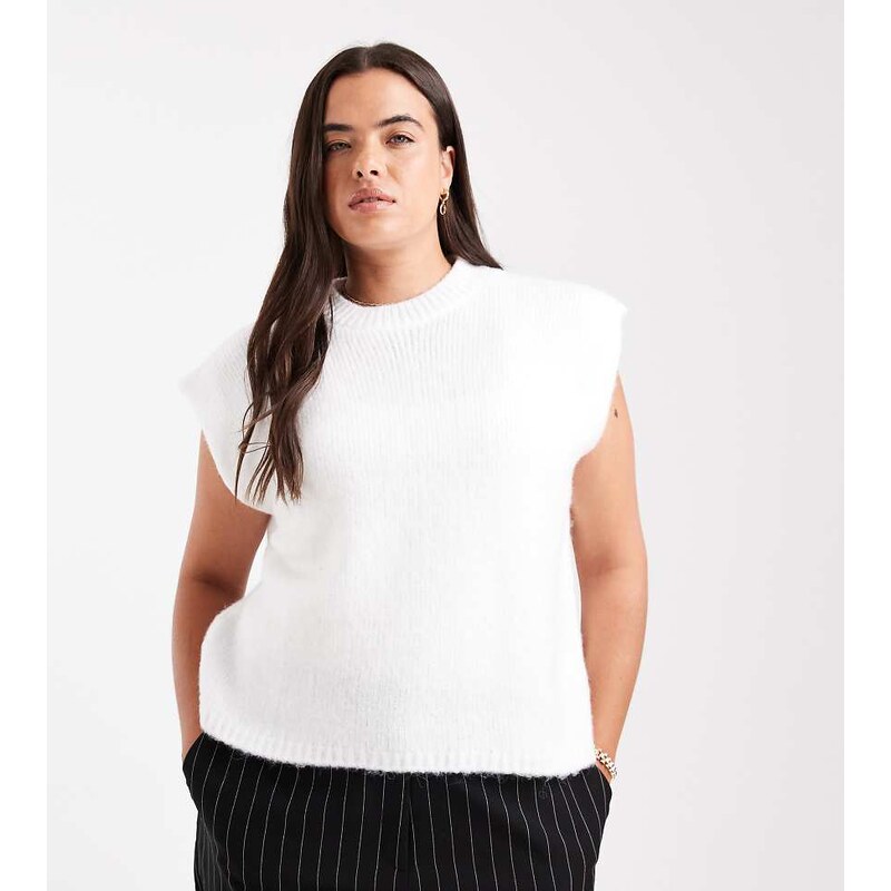 ASOS Curve ASOS DESIGN Curve knitted boxy shoulder detail tank top in 108148998