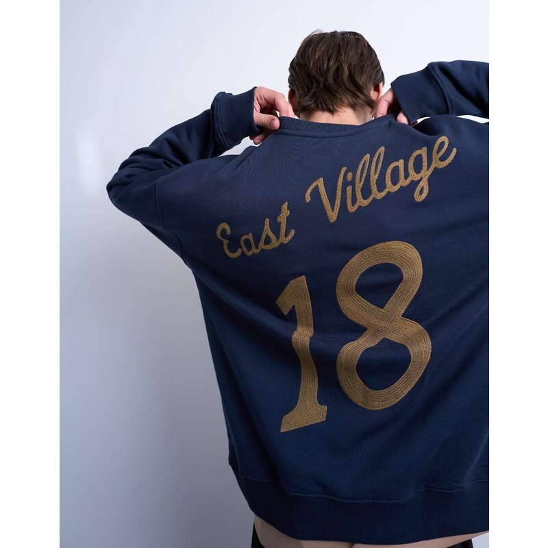 Topman oversized fit sweatshirt with East Village embroidery in
