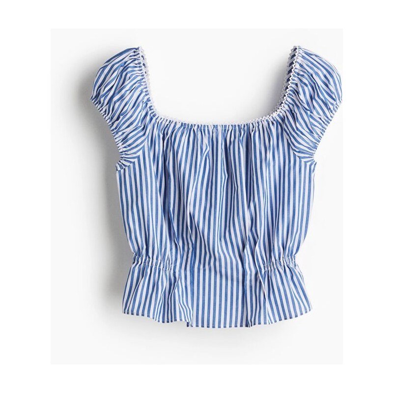 H&M - Krátká halenka - Modrá/Proužky