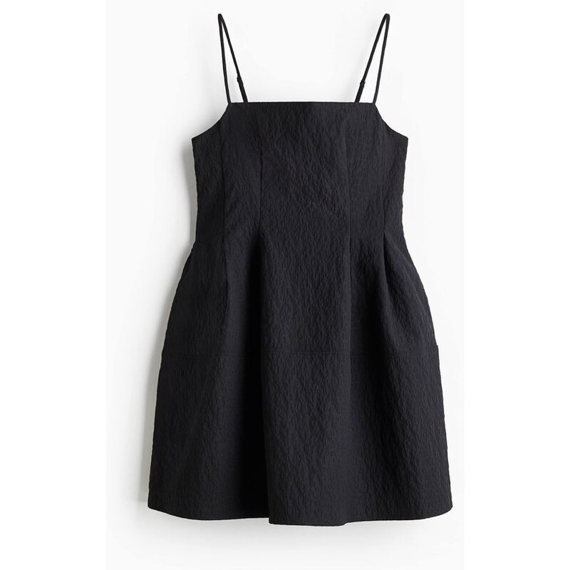 H&M - Žakárově tkané šaty na ramínka - Černá