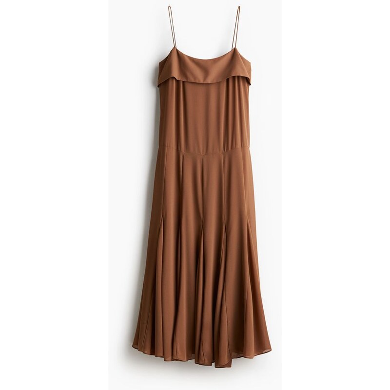 H&M - Šifonové šaty na ramínka - Hnědá