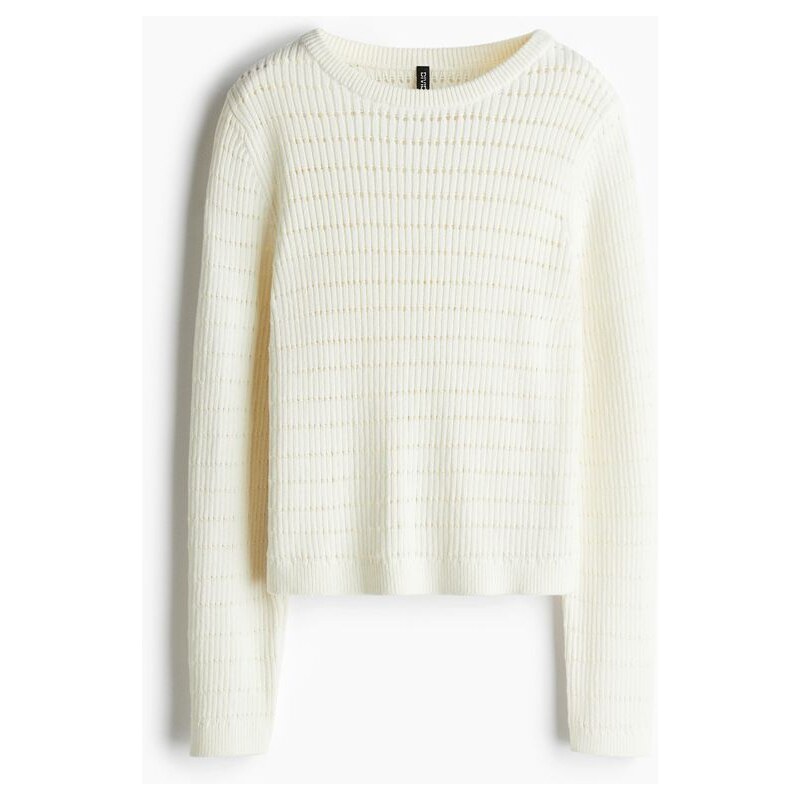 H&M - Svetrs dírkovaným vzorem - Krémová