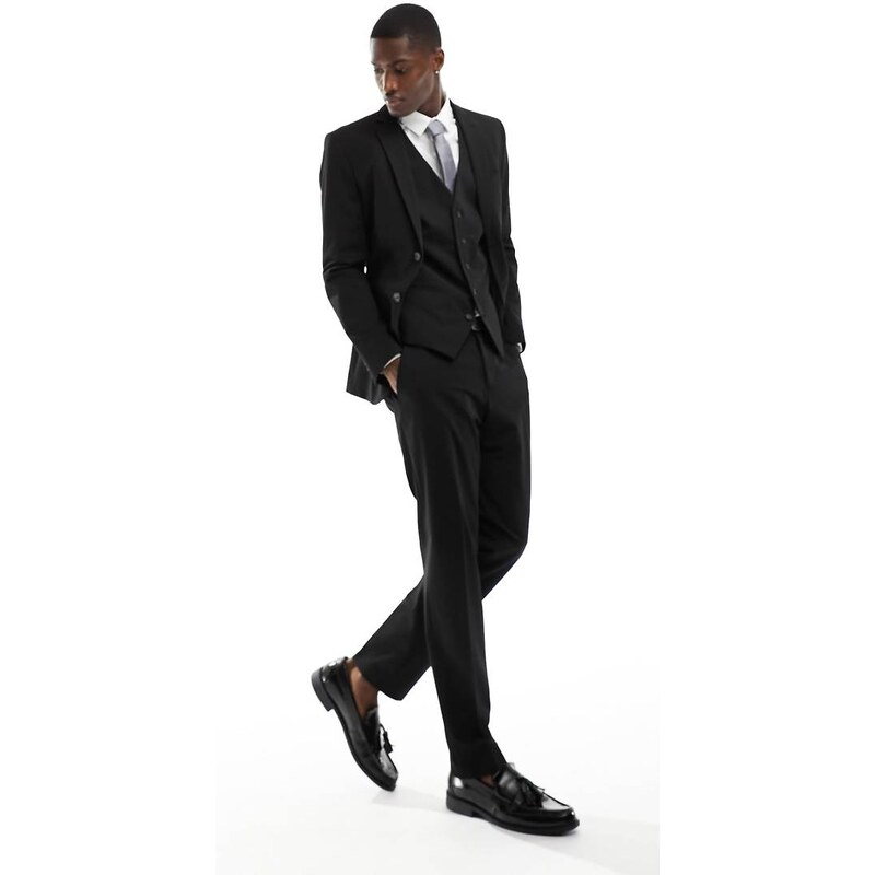 Selected slim fit suit trouser in black