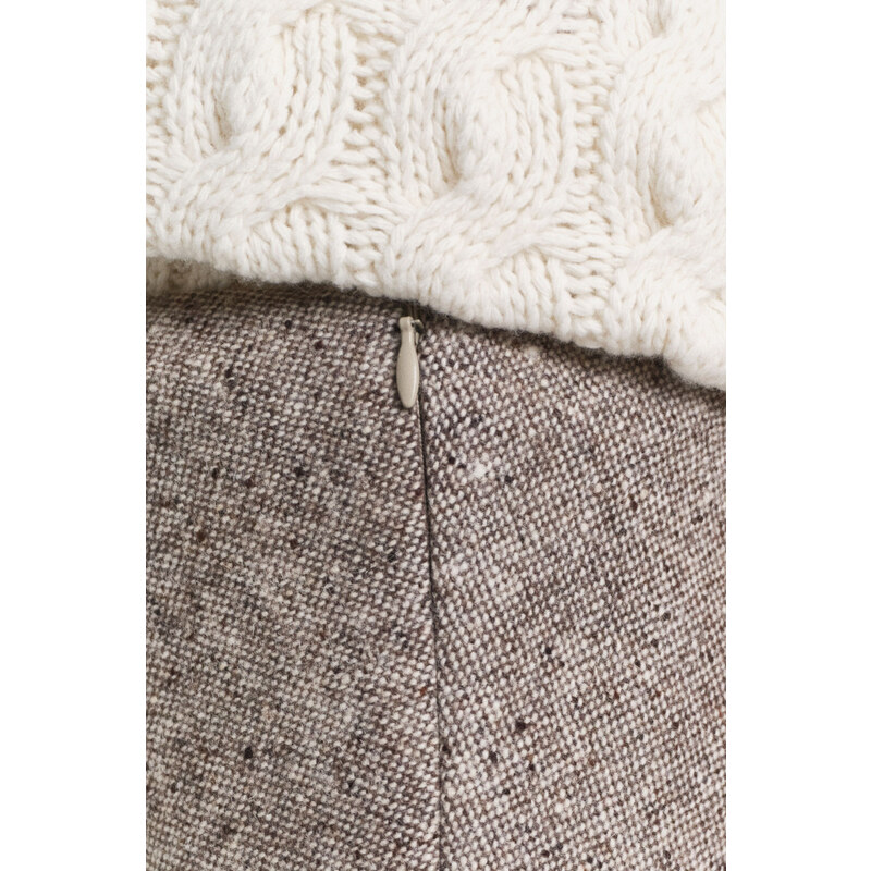 SUKNĚ GANT MIDI FLARED WOOL SKIRT DEEP BROWN
