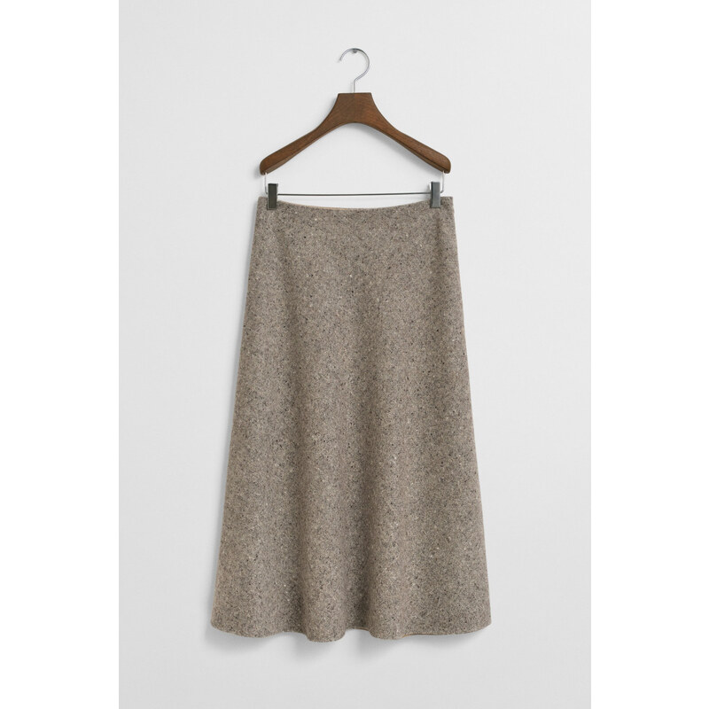 SUKNĚ GANT MIDI FLARED WOOL SKIRT DEEP BROWN