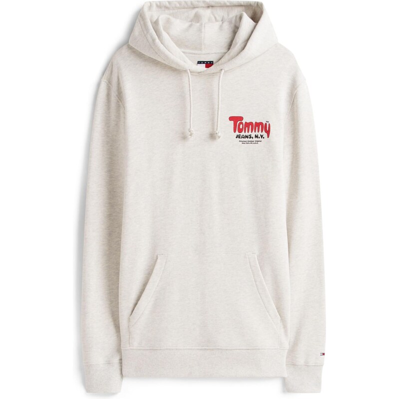 Tommy Jeans Mikina šedý melír / červená / černá