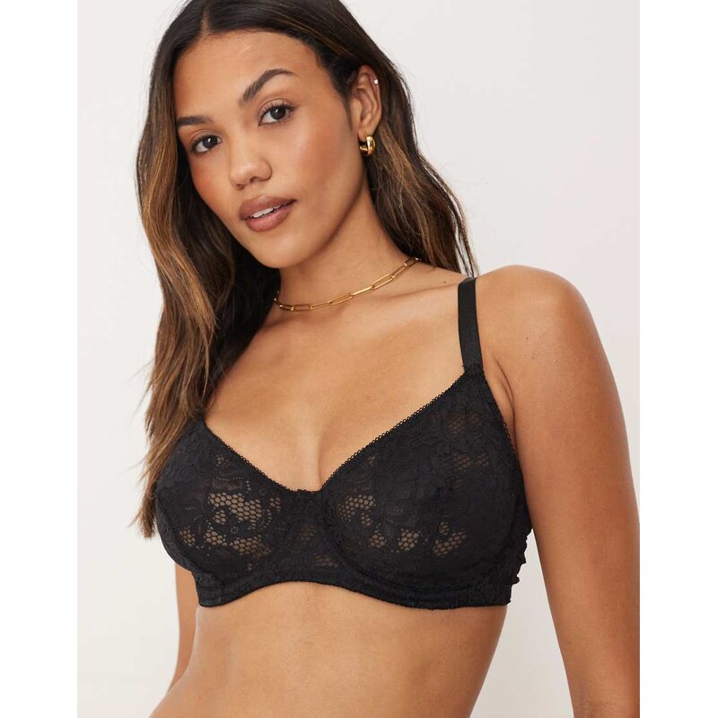 ASOS DESIGN Fuller Bust Margot lace underwire bra in black 115513215