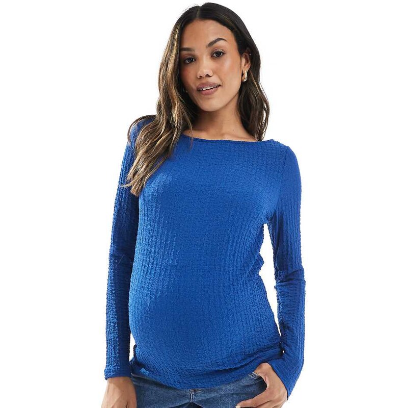 Mama.licious Mamalicious Maternity textured jersey boat neck top