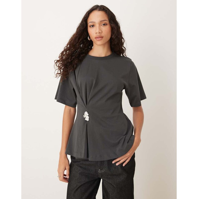 ASOS DESIGN oversized t-shirt with cinched hardware detail in