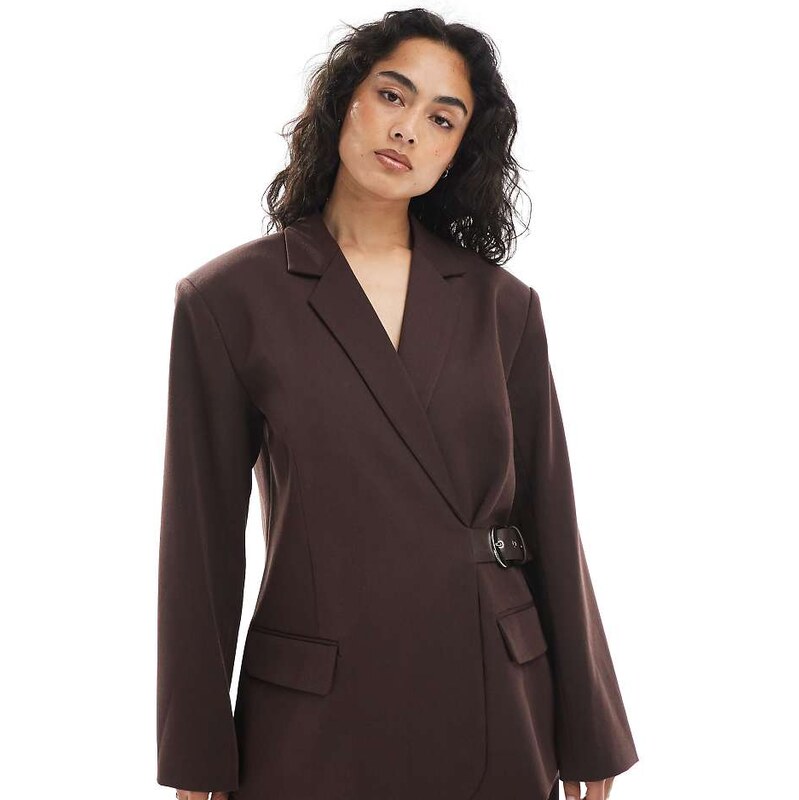 Collusion tailored oversized belt detail blazer co-ord in
