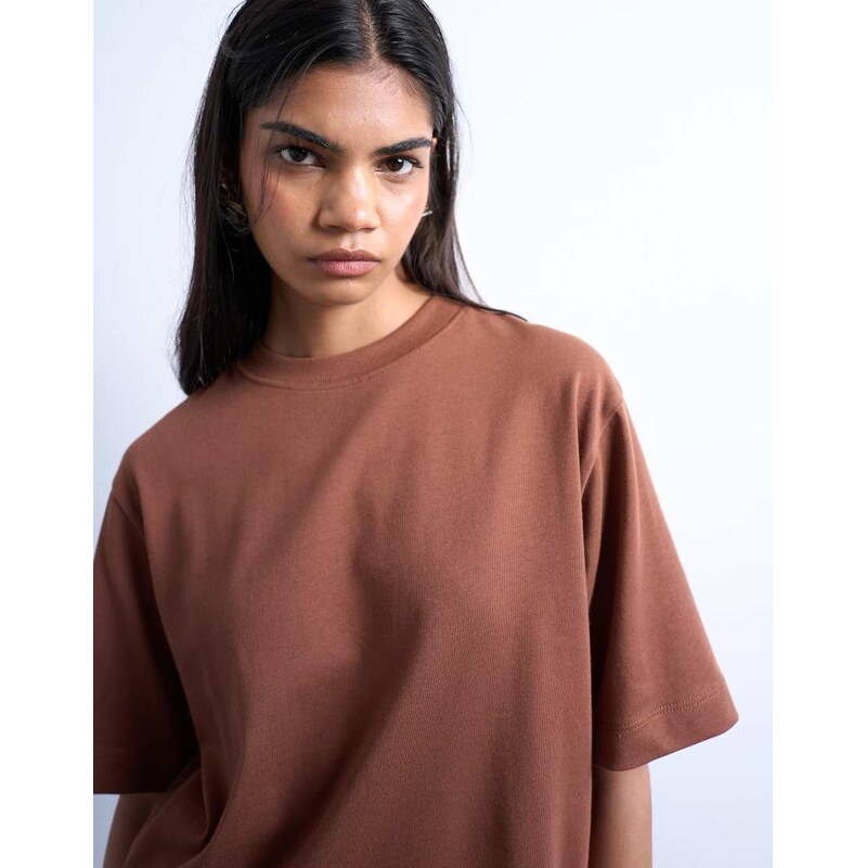 Topshop premium basic short sleeve tee in brown