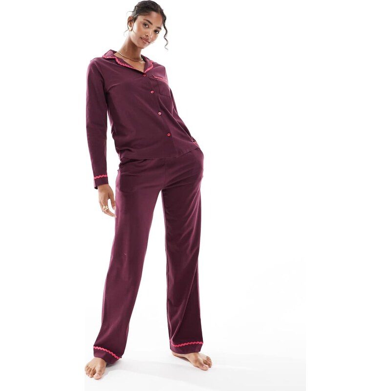 Chelsea Peers cotton long sleeve revere pyjama set in good night print 111079660