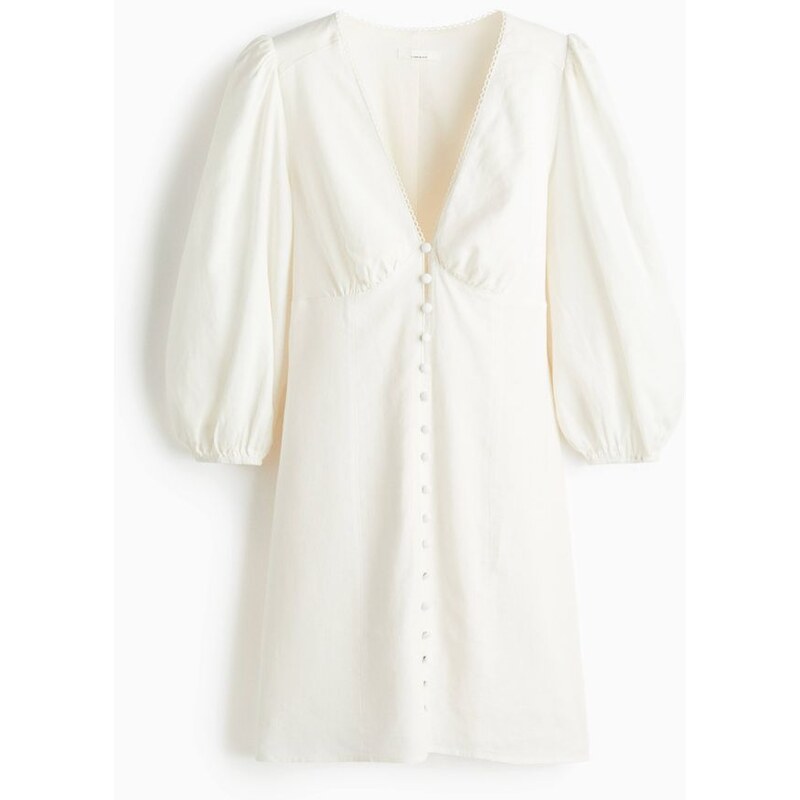 H&M - Šaty z lněné směsi - bílá 108133099
