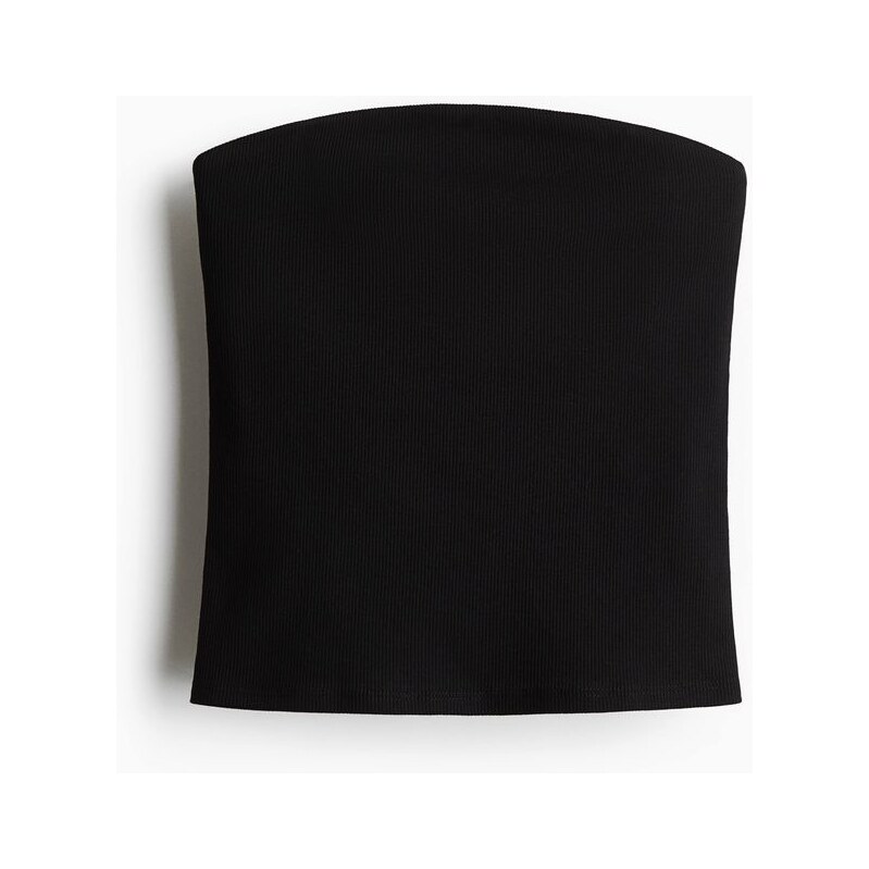 H&M - Žebrovaný top bez ramínek - černá 108149795
